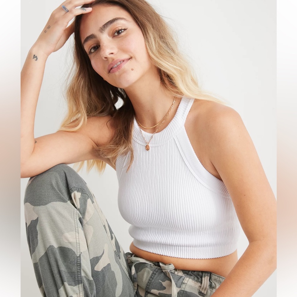 Aerie Superchill Seamless High Neck Ribbed Bra Top
